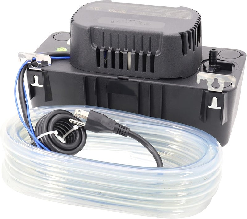 Beckett BK171TUL Condensate Pump with Safety Switch, 115V, 17 ft Max Lift, 112 GPH, Automatic On/Off Operation, Black, and 20 ft of 3/8" vinly tubing - Image 1